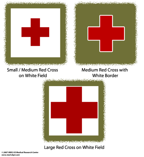 red crosses. styles of Geneva Red Cross