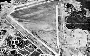 Aerial view of Laurinburg-Maxton Army Air Base taken on 26 February 1944. This is where the 51st Field Hospital trained during 2 weeks, December 1943-January 1944.