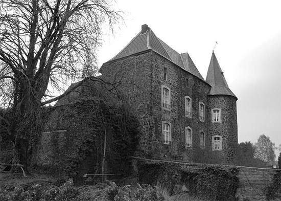 Roetgen Castle, Germany. Photo taken in October 1944. During this time the entire 51st Field Hospital was established in Roetgen, where they were housed in buildings.