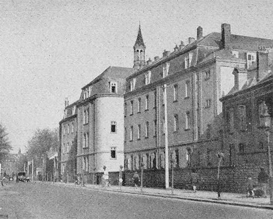 Vintage photograph illustrating the 34th Evacuation Hospital’s installations (Convent) in Luxembourg, Grand-Duchy of Luxembourg, where the organization was established from 2 February to 30 March 1945.