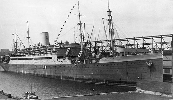 Vintage picture of US Army Transport Edmund B. Alexander which did not carry the 58th General Hospital, but was part of the convoy that sailed for the United Kingdom October 8, 1943. However, 9 Medical Officers of the organization crossed the Atlantic aboard this ship while running sick call and a dispensary for the numerous passengers.