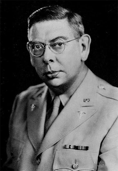 Portrait of Dr. Frank R. Bailey, Commanding Officer of the 58th General Hospital from April 1, 1943 until July 12, 1945 (at the time he was boarded by the 50th General Hospital, and awaiting transportation to the Zone of Interior). Lieutenant Colonel F. R. Bailey had meanwhile been replaced by Colonel  Harry B. Luscombe (who had already commanded the unit in January 1943).