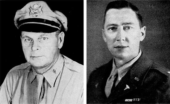 Left: Colonel Henry S. Blessé, MC, CO 56th Evacuation Hospital, May 4, 1942 – March 4, 1945. Right: Colonel Kenneth F. Ernst, MC, CO 56th Evacuation Hospital, March 18, 1945 – September 20, 1945.