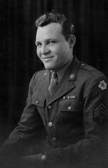Portrait of Technician 4th Grade Quentin C. Unruh, ASN 39848219, taken at the end of his service with the 58th General Hospital.